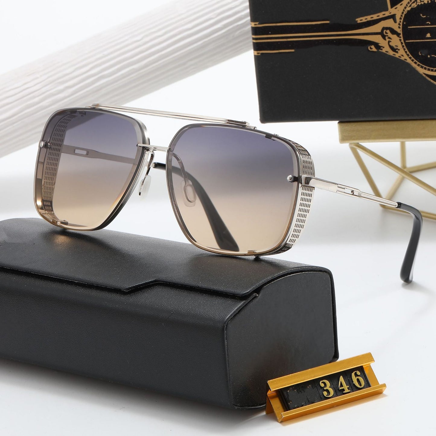 Damen Designer-Sonnenbrille mit stilvollem eckigem Rahmen und UV-Schutz Brehn