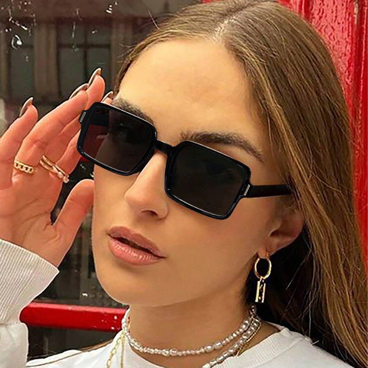 Damen quadratische Sonnenbrille im eleganten Leopardenmuster Brehn