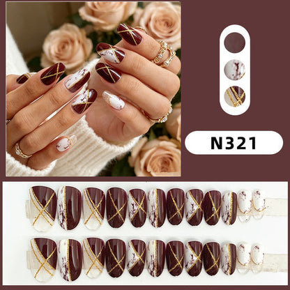 Marmor Effekt Press-On Nagelset