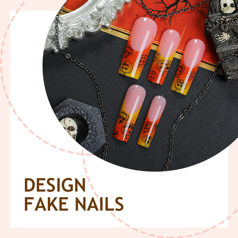 Kunstnagelset mit Halloween-Motiv und Glitzer Brehn
