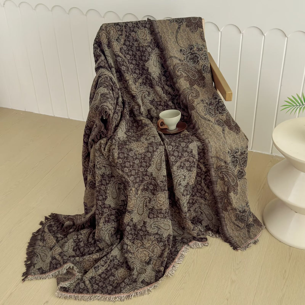Übergroße Jacquard-Patchwork-Blumen-gewebte Wurfdecke mit francomierten Kanten