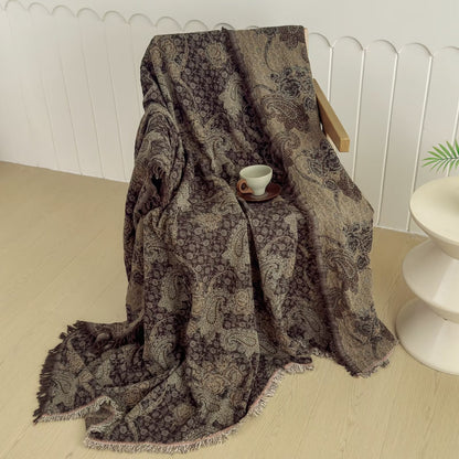 Übergroße Jacquard-Patchwork-Blumen-gewebte Wurfdecke mit francomierten Kanten