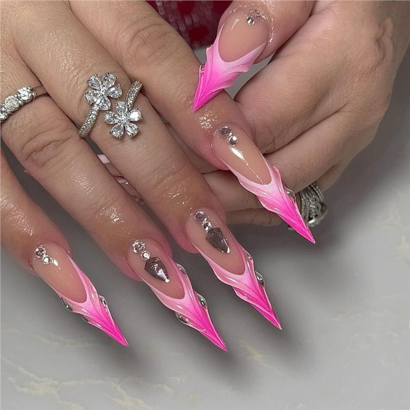 Stiletto Press-On Nagelverlängerungen mit Strass-Akzenten Brehn