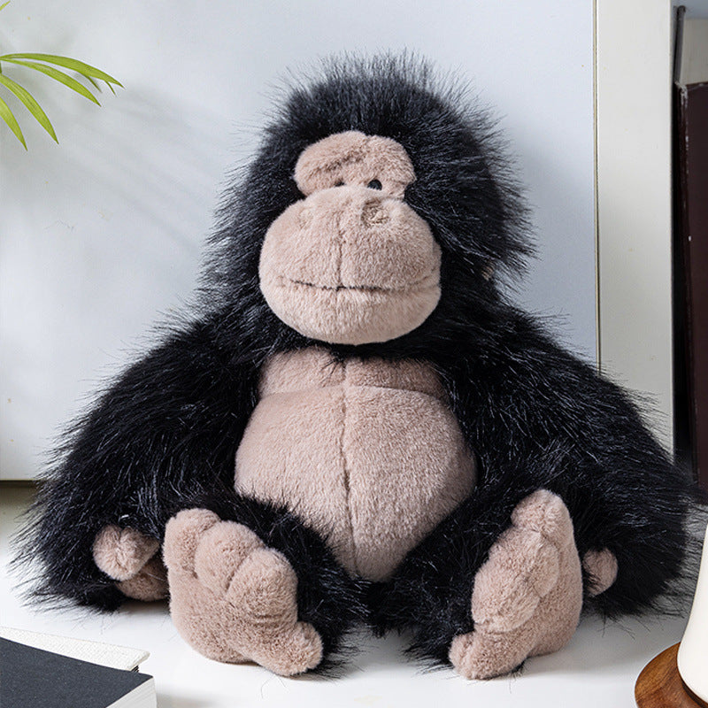 Plüsch sitzender Gorilla Spielzeug mit langem Kunstfell und weichem Füllmaterial Brehn