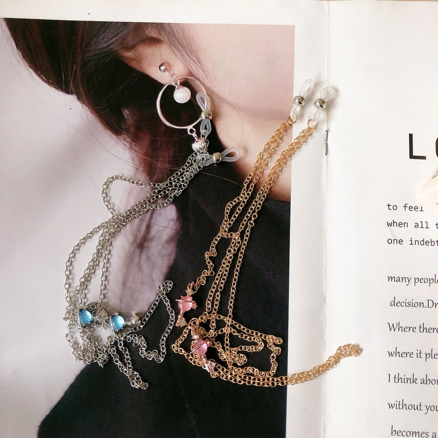 Elegante Zweifarbige Brillenkette Brehn