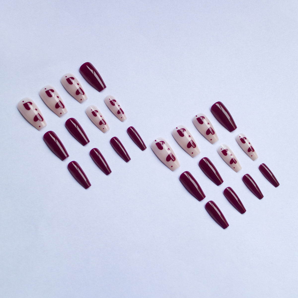 Künstlerisches Herz-Themen-Gel-Nagel-Set