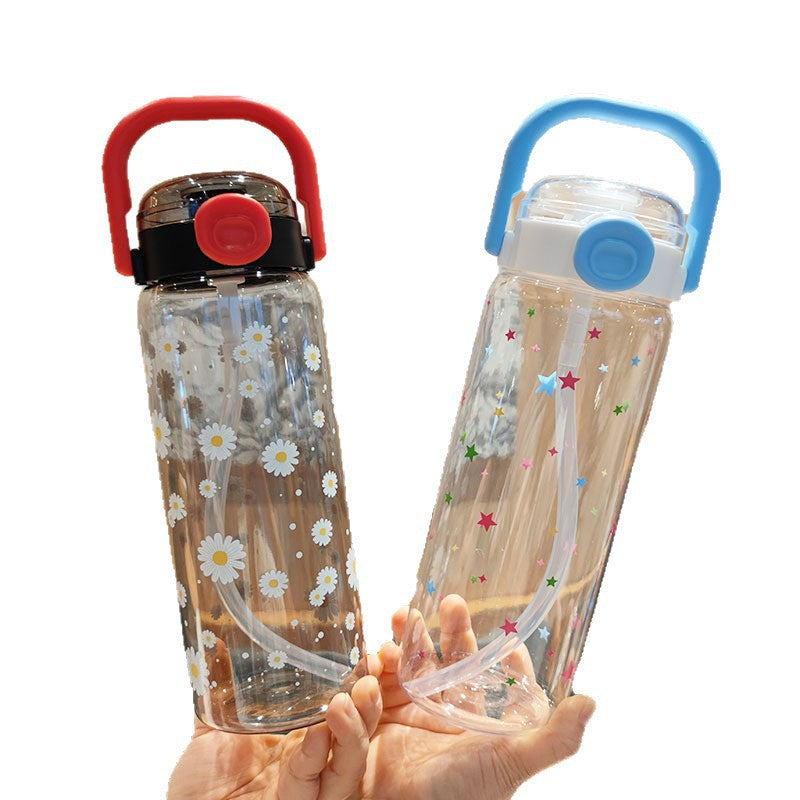 Damen Trinkflasche mit auslaufsicherem Deckel und integriertem Strohhalm Brehn