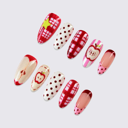 Stilvolles Kunstnagelset mit fröhlichen Obstmotiven Brehn