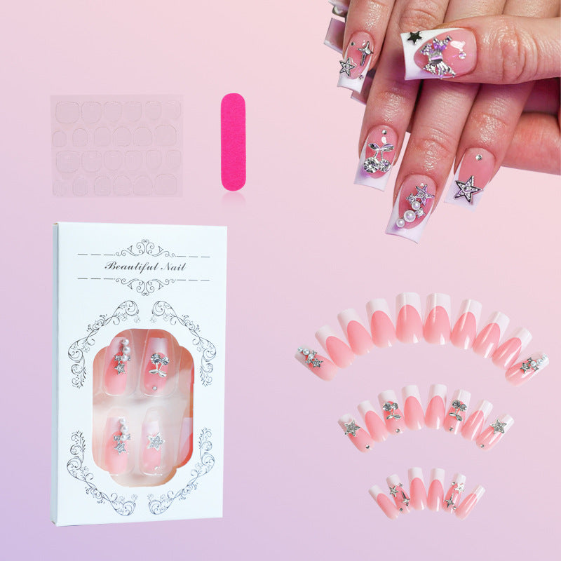 Kunstnagelset mit dekorativen Blüten- und Glitzermotiven Brehn