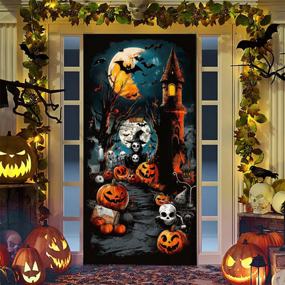 Halloween-Türposter mit großformatiger Grim-Reaper-Illustration und wiederverwendbarem PVC-Planenstoff