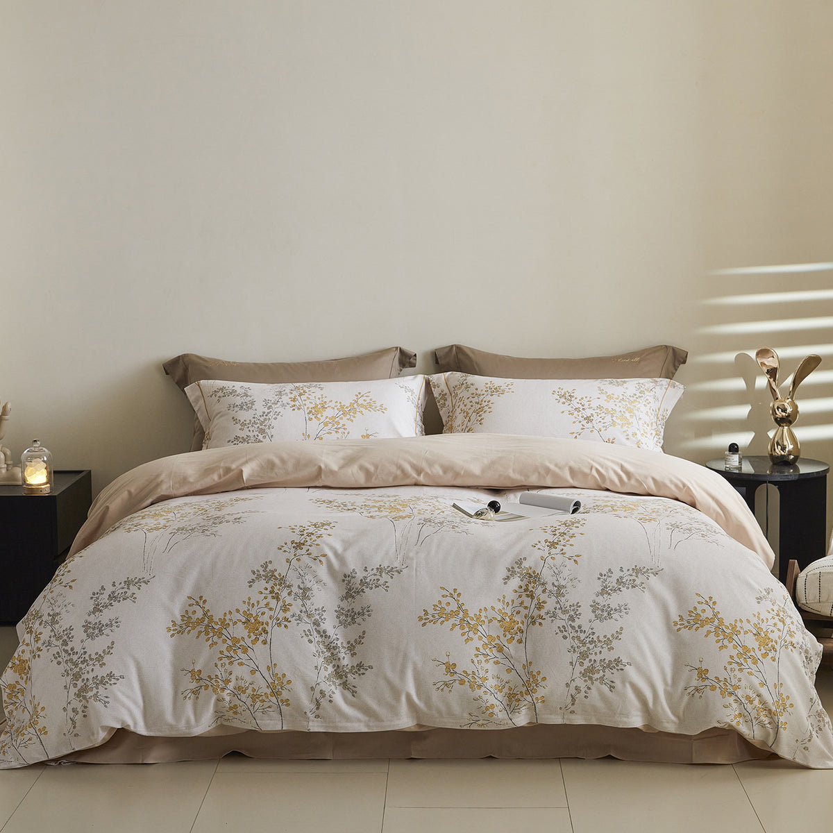 Ombre gestreiftes Baumwollsatin Bettbezug-Set