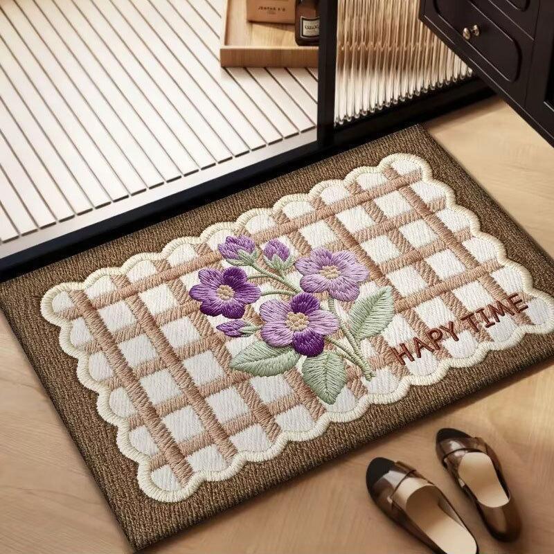 Blumen Design gestickte Willkommensmatte