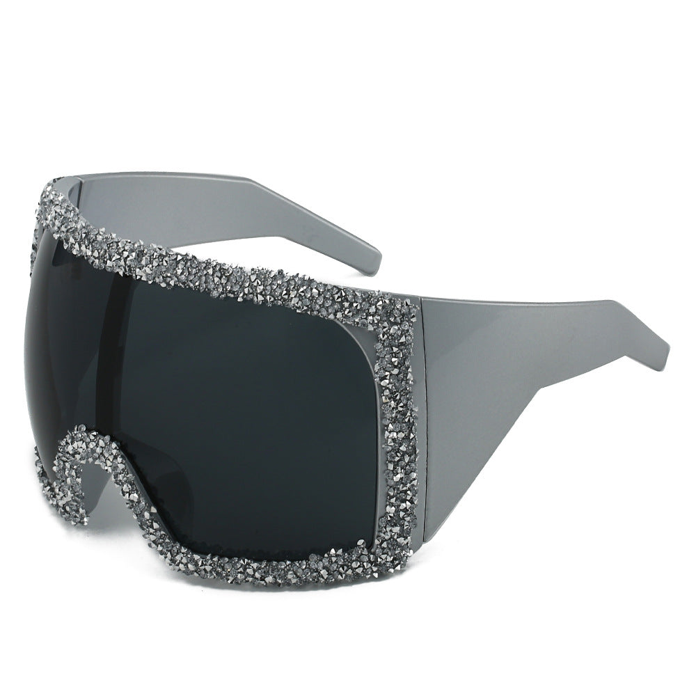 Damen Sportliche Oversized-Sonnenbrille mit Strassverzierungen Brehn