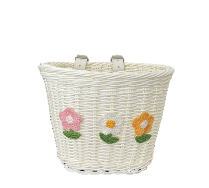 Blumengestickter geflochtener Aufbewahrungskorb Brehn
