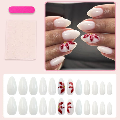 Kunstnagelset mit eleganten Blütenverzierungen Brehn