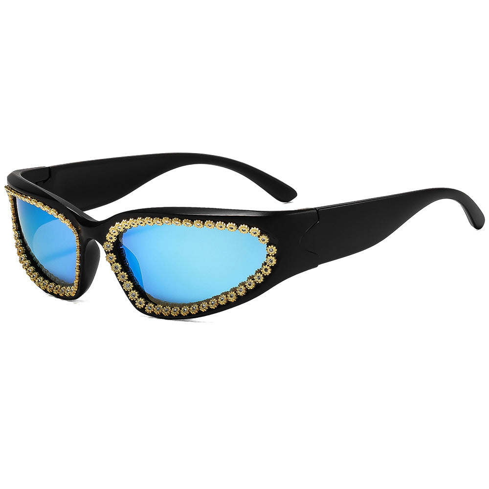 Damen modische Sonnenbrille mit glamourösem Kristallrahmen Brehn