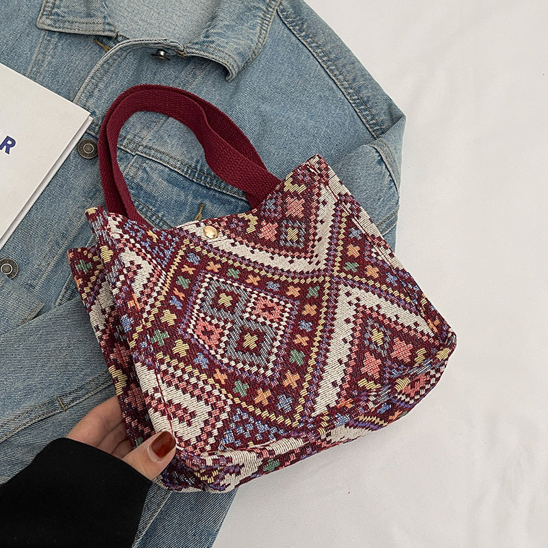 Handgefertigte geometrisch gemusterte Tote Bag