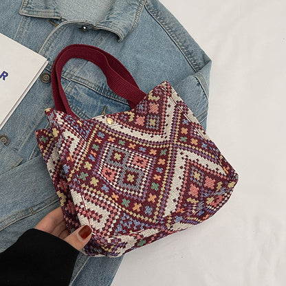Handgefertigte geometrisch gemusterte Tote Bag