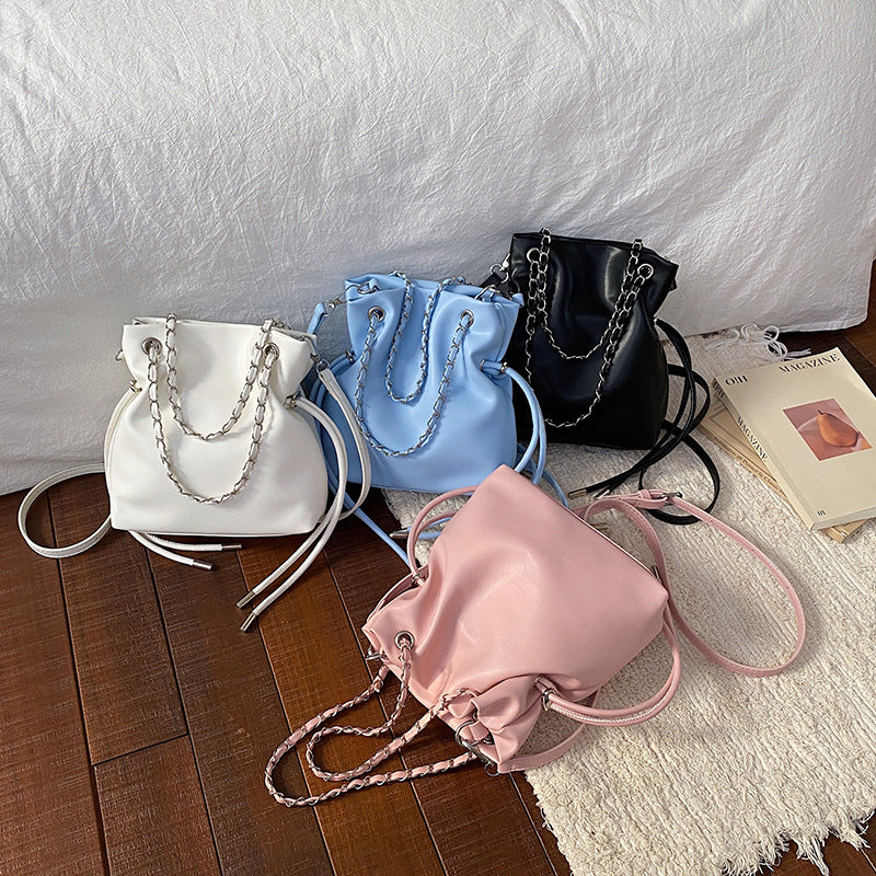 WoChic Lässige Leder Bucket Bag Brehn