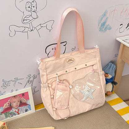 Stylische Multi-Taschen Stern-Applikation Rucksack Brehn