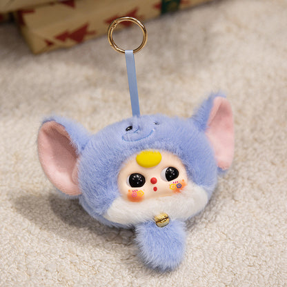 Bunny Plüsch Taschenanhänger mit Glocke und sammelbarem Harzgesicht Brehn