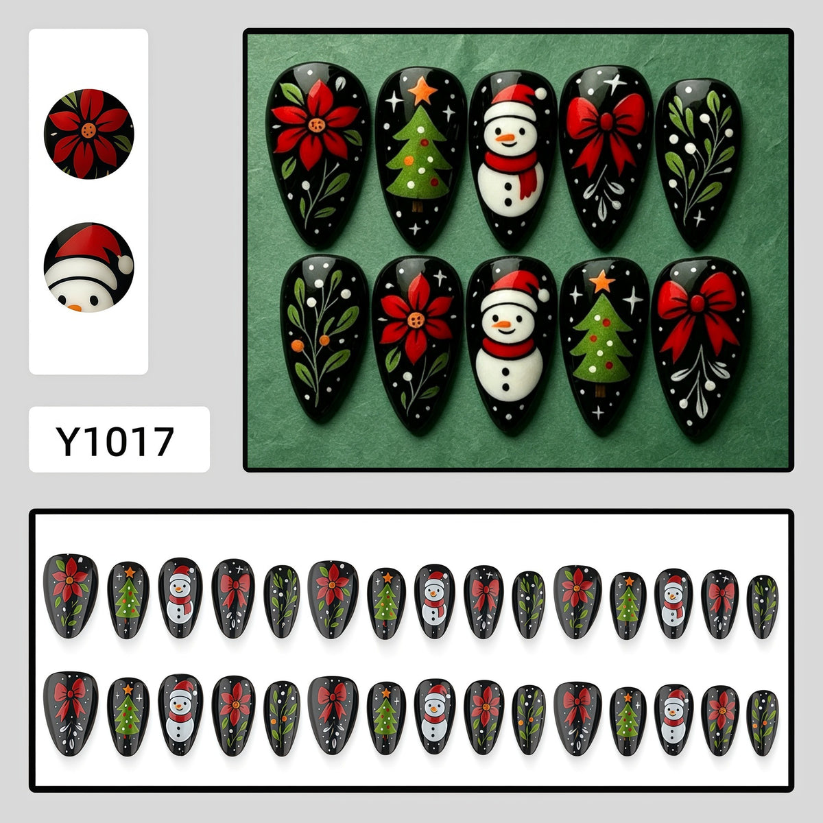 Kunstnagelset mit festlichem Weihnachtsdesign Brehn