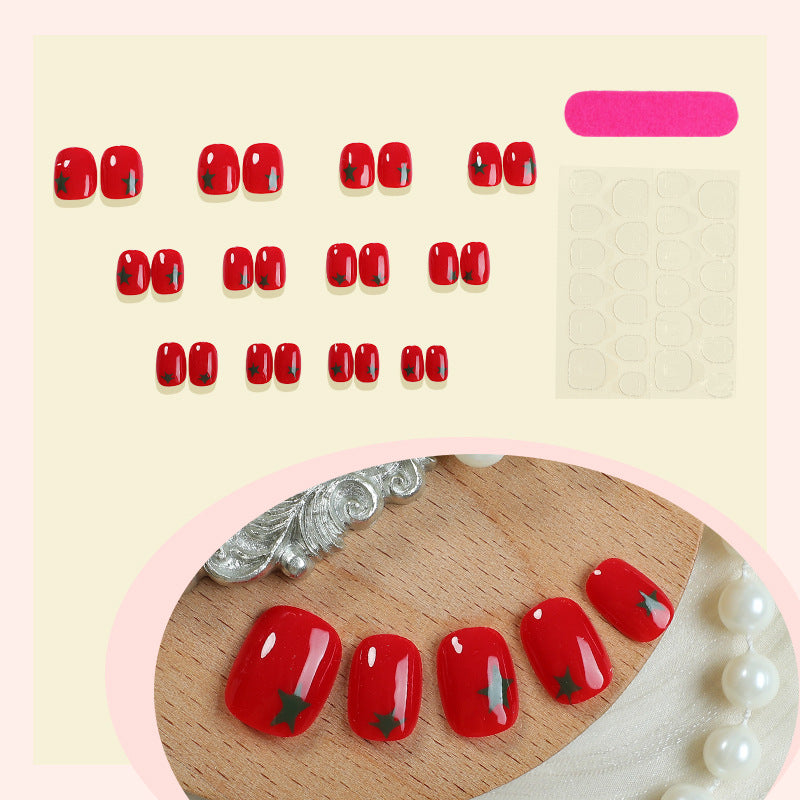 Künstlerisches Press-On-Nagelset mit Stern-Designs Brehn