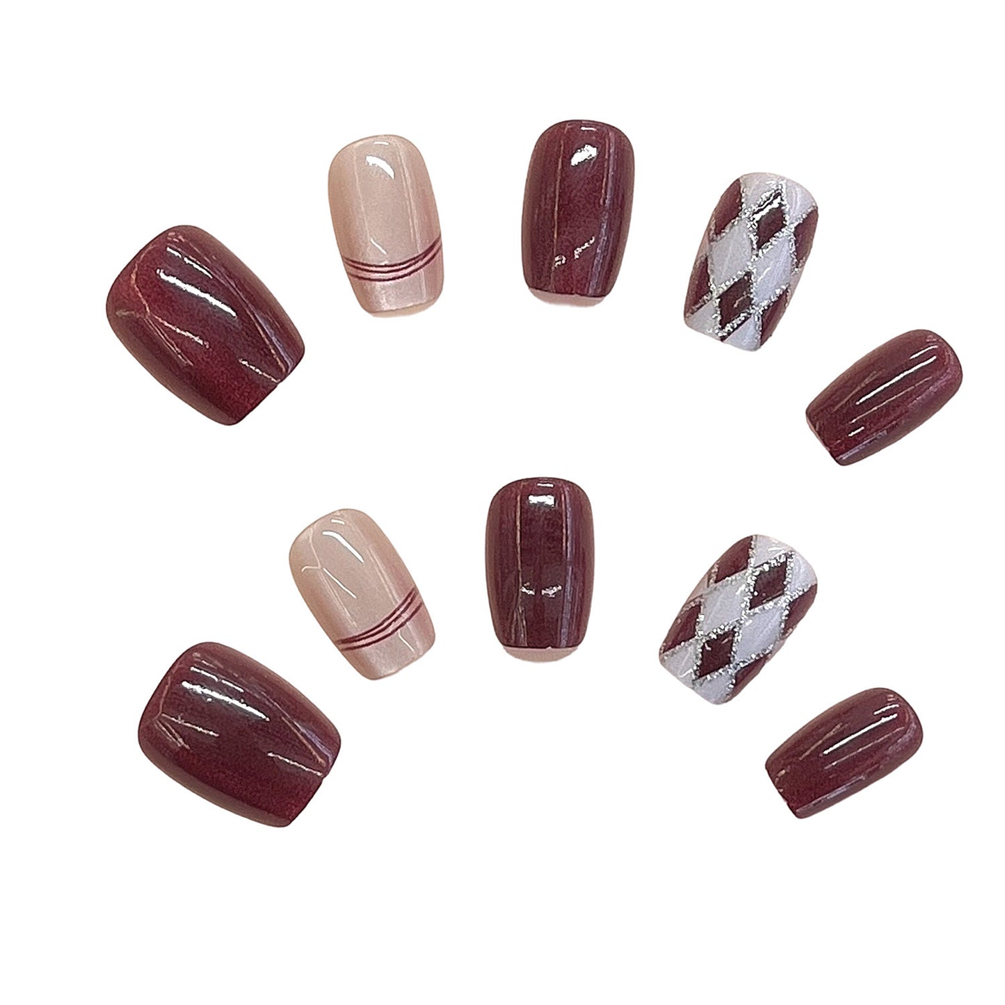 Künstlerisches Press-On Nagelset Brehn