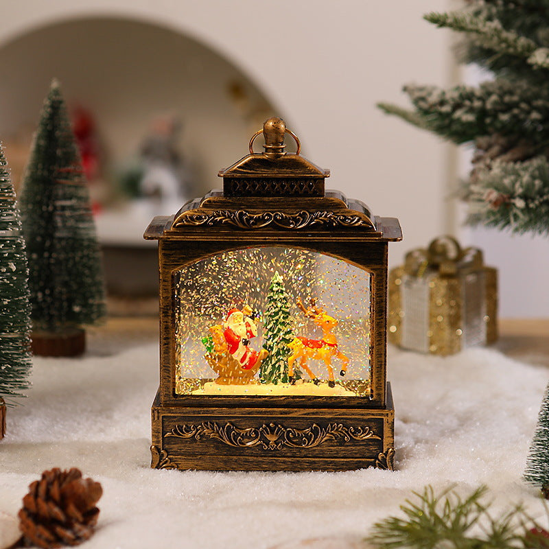Nostalgische Weihnachtslaterne mit beweglicher Schneefallszene Brehn
