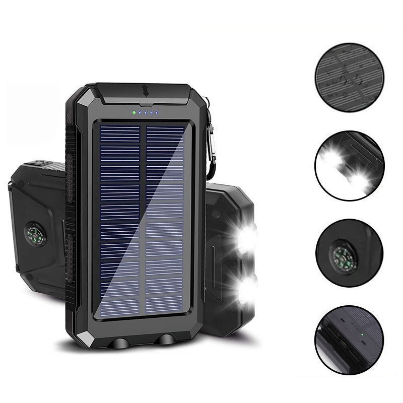 Solarbetriebene Powerbank mit LED-Beleuchtung und Integriertem Kompass Brehn