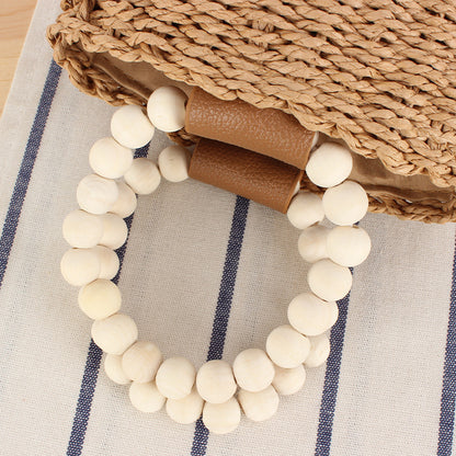 Handtasche Aus Handgefertigtem Naturgeflecht mit Elegantem Holzgriff Brehn