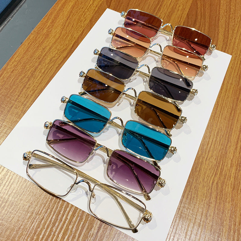 Damen elegante quadratische Sonnenbrille mit luxuriösem Metallrahmen und UV-Schutz Brehn