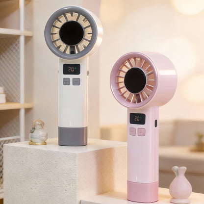 Damen Tragbarer Handventilator mit digitaler Geschwindigkeitsanzeige und stilvollem Design Brehn