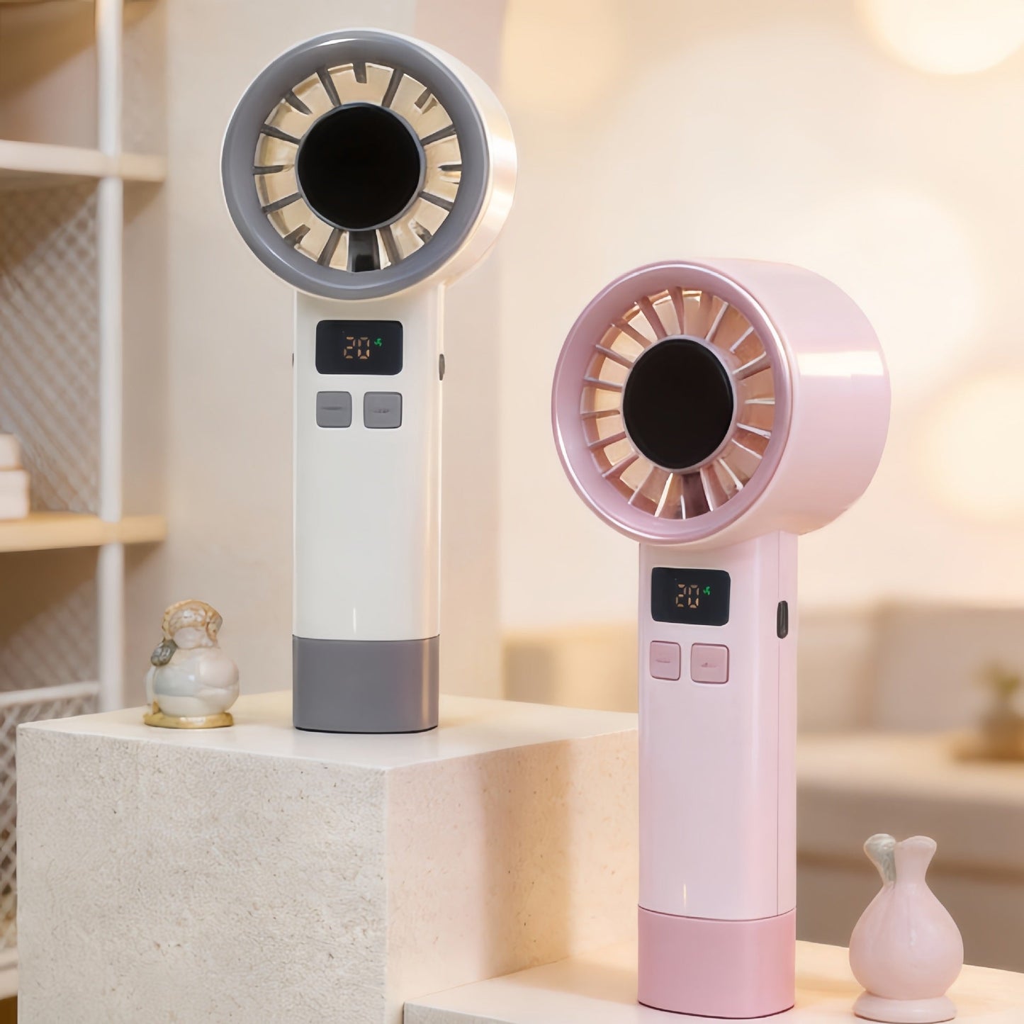 Frauen Tragbarer Handventilator mit Digitalem Temperaturdisplay Brehn