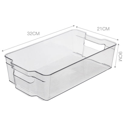 Transparente, flache Aufbewahrungsbox mit Griffen und rutschgeriffeltem Boden
