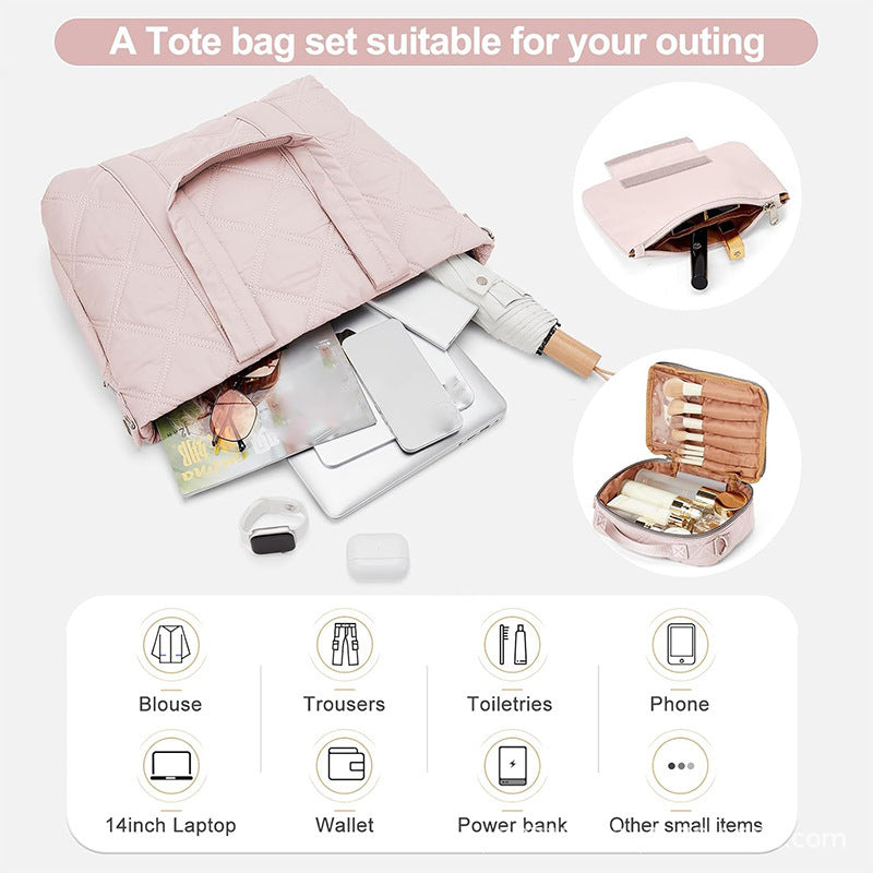 Elegante und Vielseitige Stoffhandtasche mit Abnehmbarem Kosmetiktäschchen Brehn