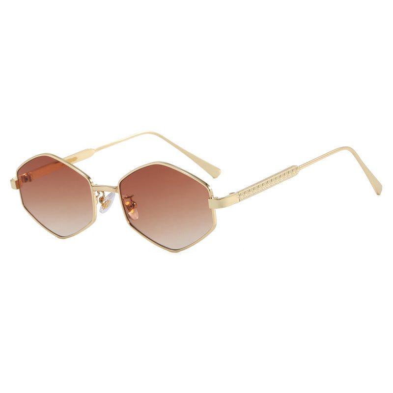 Damen hexagonale Sonnenbrille mit eleganten Metallakzenten und UV-Schutz Brehn