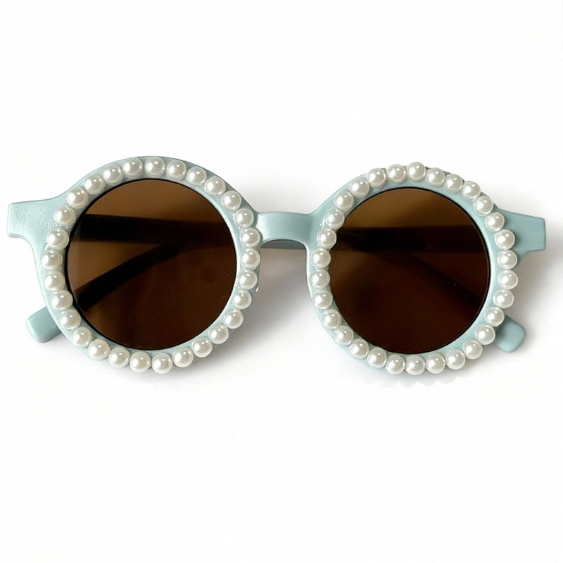 Elegante perlenverzierte runde Sonnenbrille Brehn