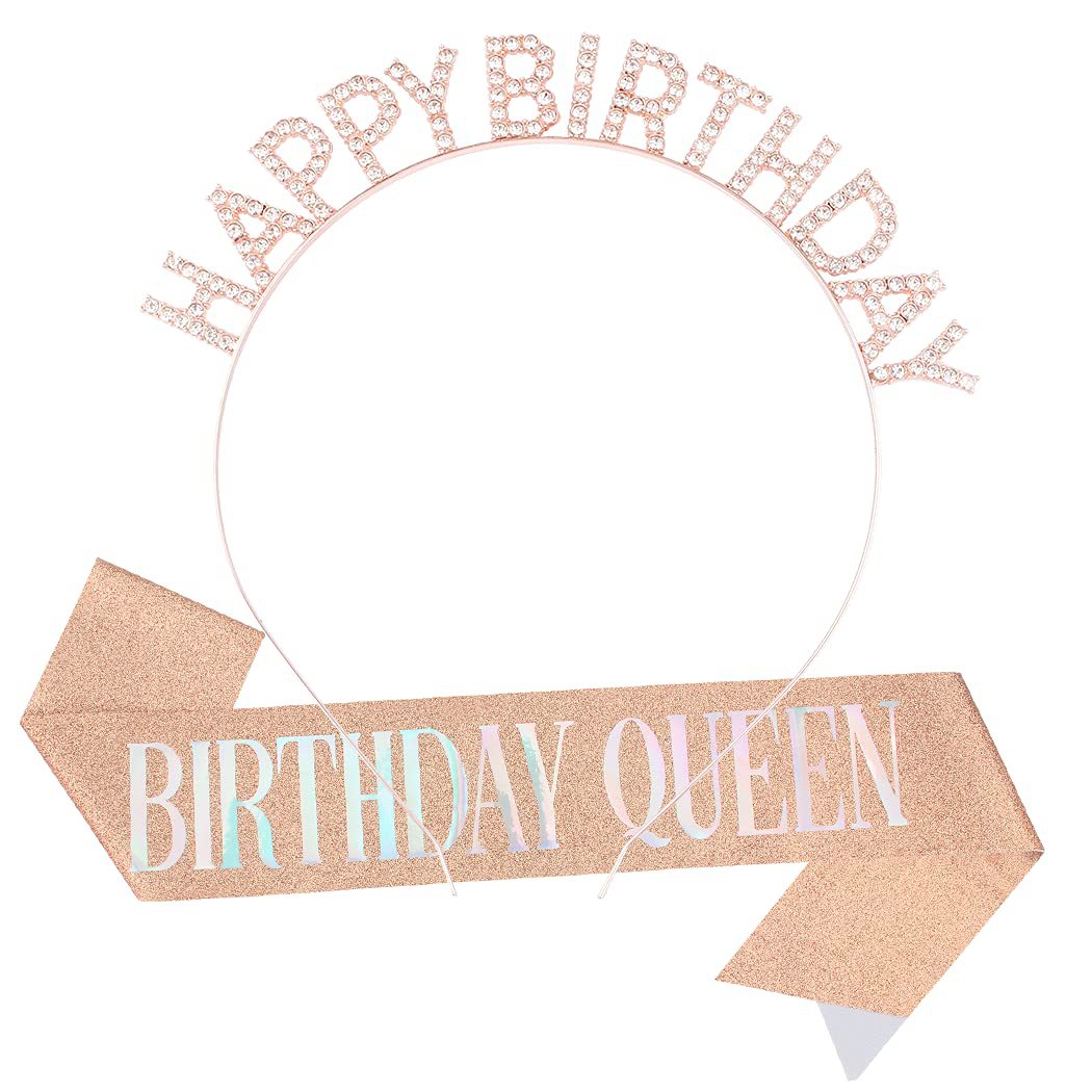 Damen Glitzernder Haarreif mit "Happy Birthday" Aufschrift Brehn