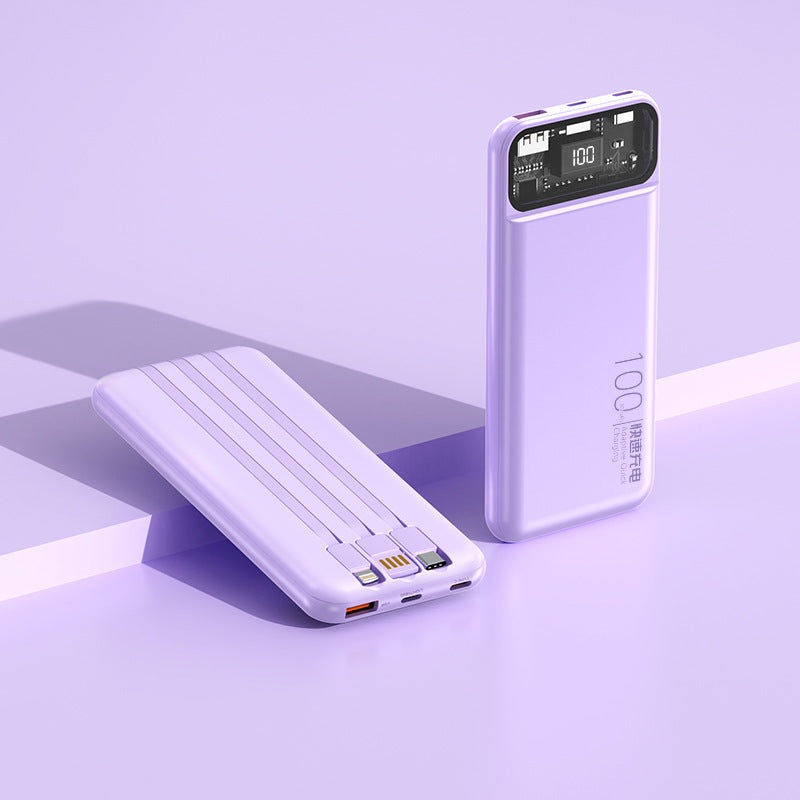 Tragbare Powerbank mit multifunktionalem Kabelsystem und digitaler Anzeige Brehn