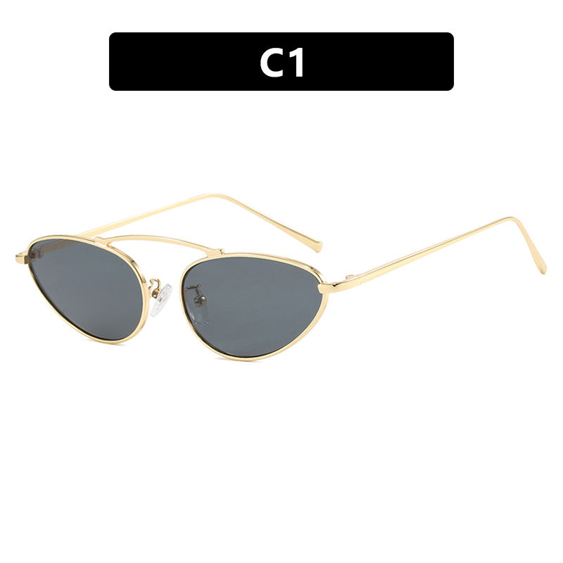 Damen trendige Cat-Eye Sonnenbrille mit schmalem Metallrahmen Brehn