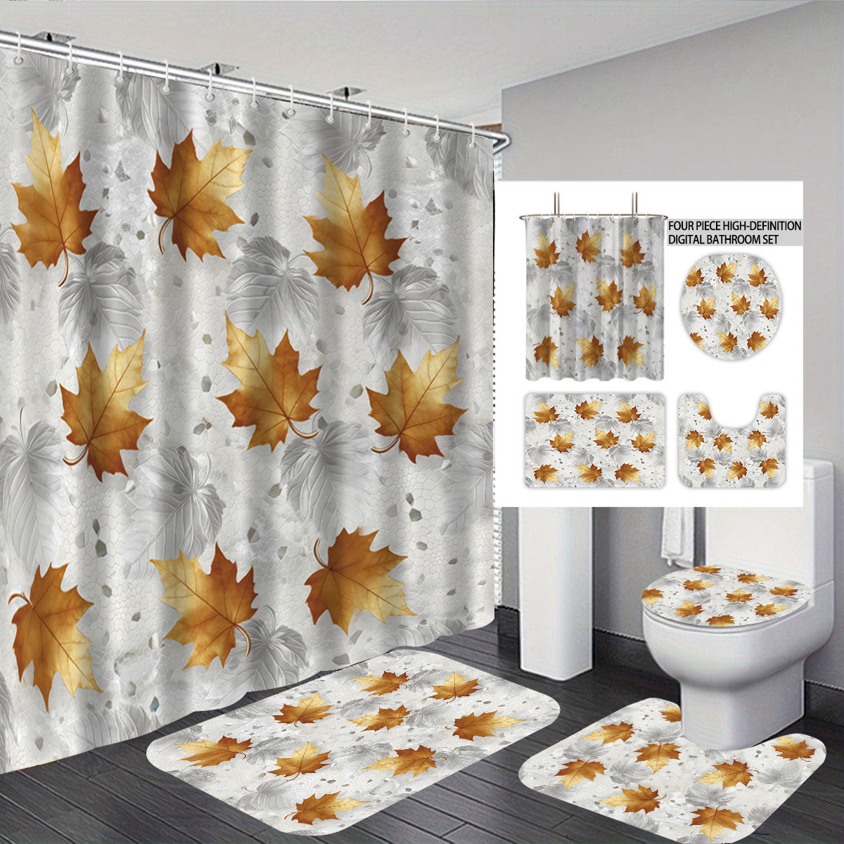Herbstblätter digitales Badezimmer-Set Brehn