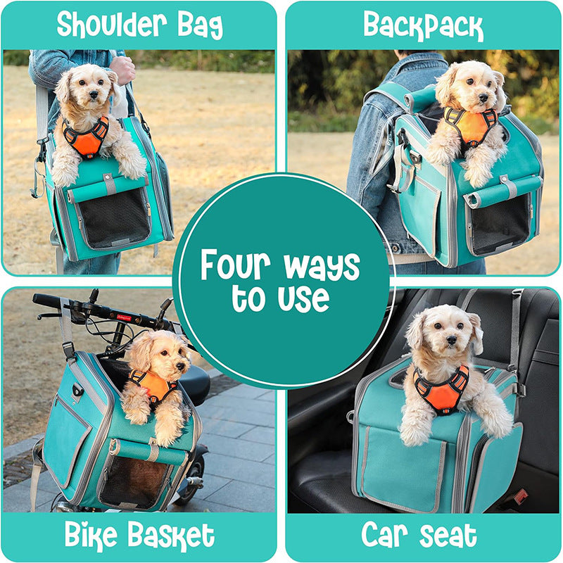 Front-Mount Convertible Fahrrad Haustierträger Rucksack mit erweiterbarem Mesh-Dach und gepolstertem orthopädischem Boden Brehn