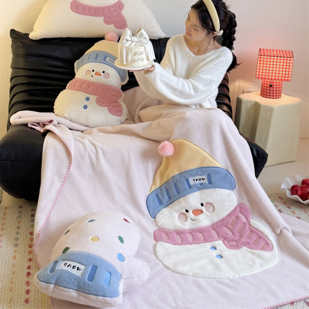 Kuscheliges Deko-Körperkissen mit aufgenähtem Schneemannmotiv
