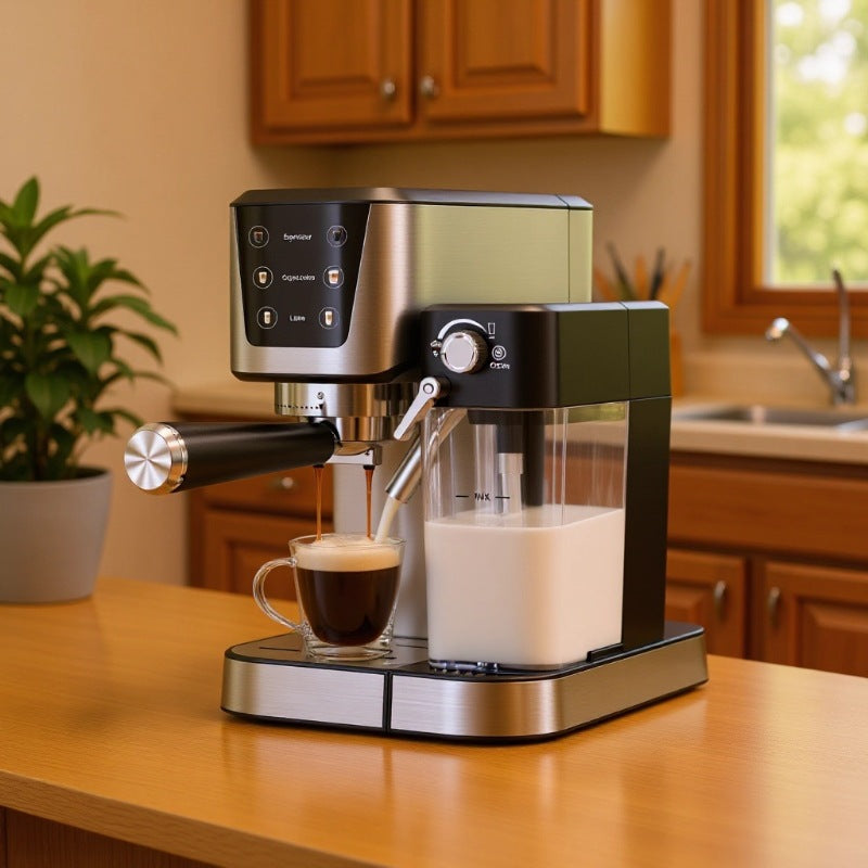 Hochleistungs-Espressomaschine mit Integriertem Milchaufschäumer und Präziser Brühtemperaturkontrolle Brehn