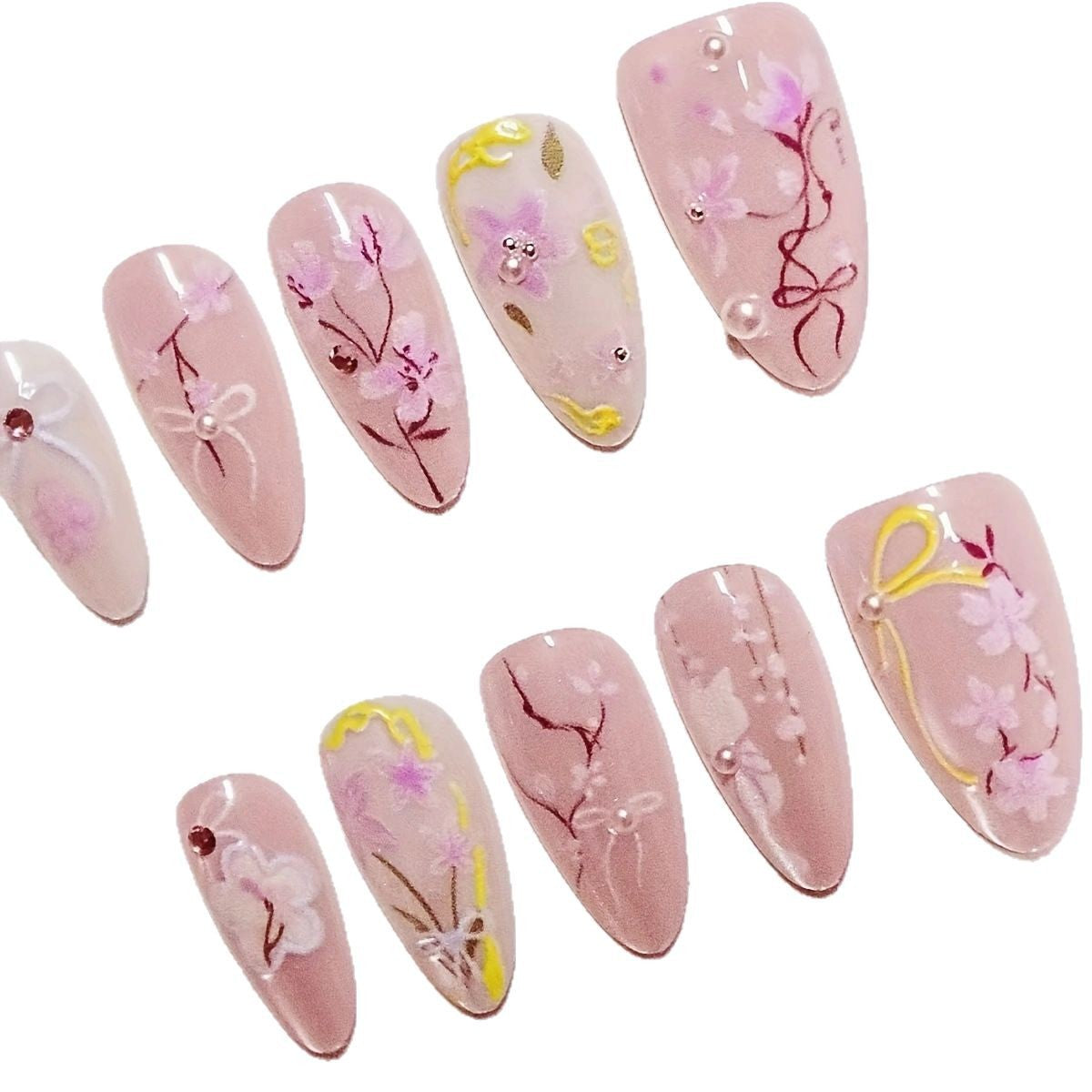 Künstlerisches Floral Press-On Nagelset Brehn 1789447219