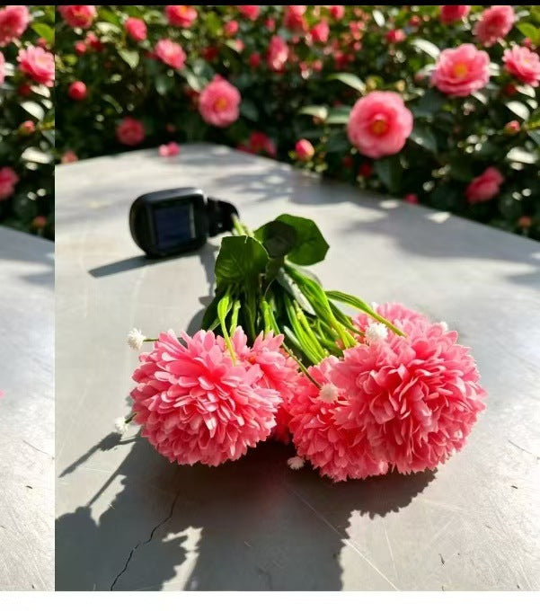 Solarbetriebene realistische Kamellien Blumen Gartenstecklichter mit verstellbaren LED-Köpfen und Edelstahlspike Brehn