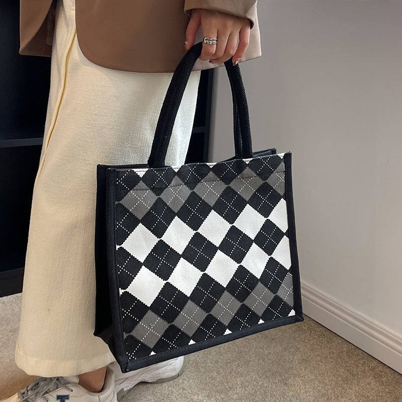 Elegante karierten Muster Tragetasche