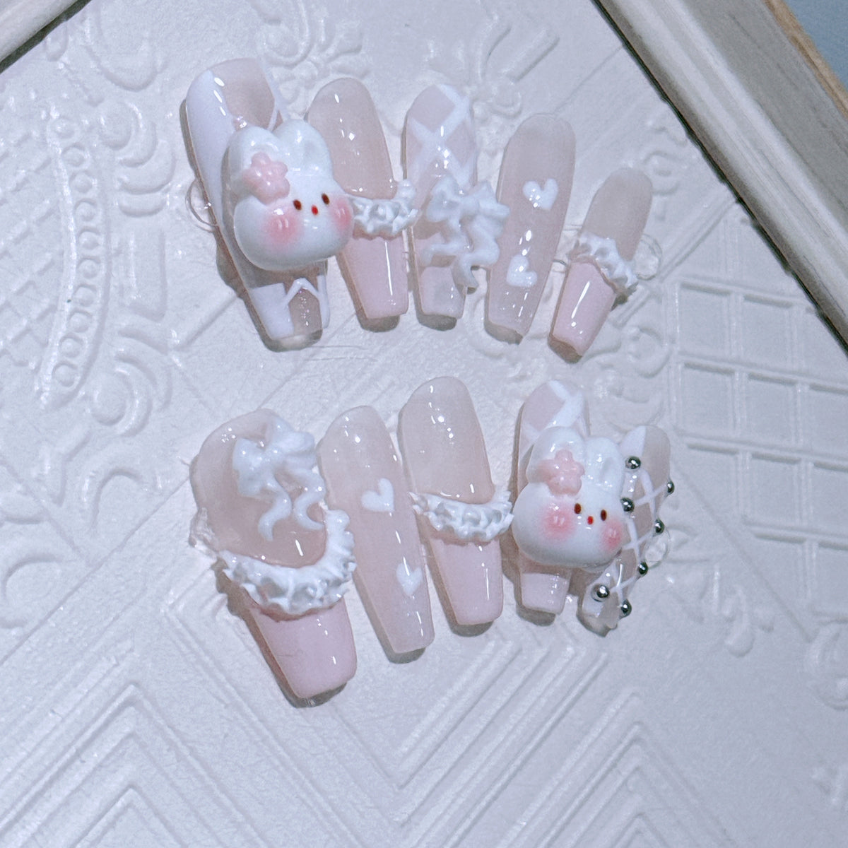 Niedliches Hasen-Thema Press-On Nagelset