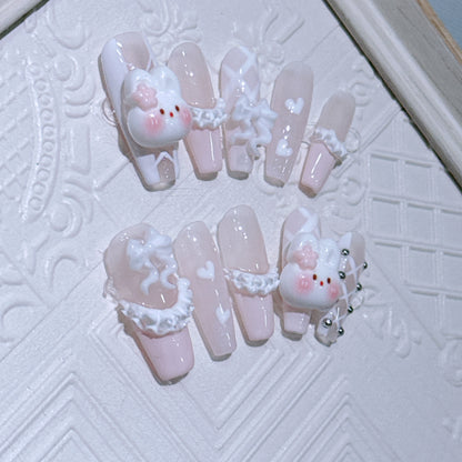 Niedliches Hasen-Thema Press-On Nagelset